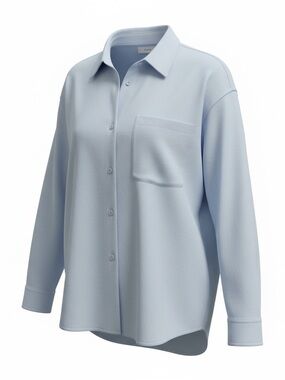 Mable Light Blue Button-Up w/Split Side Tunic Style Back Shirt Women’s XL